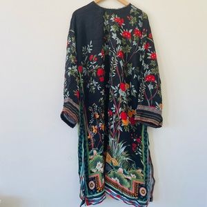 Black Printed Silk Kurta Tunic Shirt by Sapphire PK